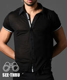 Andrew Christian Sheer Burnout Button-Up Shirt (10446)