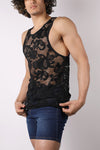 Timoteo Lace Up Mesh Tank Top (TMS223)