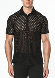 St33le Geo Herringbone Knit Lace Gossamer Shirt (24012)