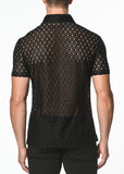 St33le Geo Herringbone Knit Lace Gossamer Shirt (24012)