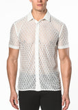 St33le Geo Herringbone Knit Lace Gossamer Shirt (24012)