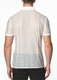St33le Geo Herringbone Knit Lace Gossamer Shirt (24012)