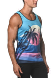 St33le Teal Palm Beach Printed Stretch Jersey Knit Tank Top (473)