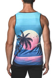 St33le Teal Palm Beach Printed Stretch Jersey Knit Tank Top (473)
