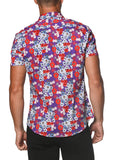 St33le Printed Cotton Knit Jersey Short Sleeve Shirt - Ultraviolet Floral (9265)