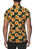 St33le Printed Cotton Knit Jersey Short Sleeve Shirt - Yellow/Black Sunflower (9268)
