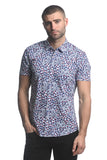 St33le Printed Stretch Jersey Knit Short Sleeve Shirt - Royal/Red Jungle (9281)