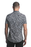 St33le Printed Stretch Jersey Knit Short Sleeve Shirt - Black/White Wild Safari (9282)