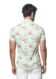 St33le Floral Printed Stretch Cotton Knit Jersey Short Sleeve Shirt - Aztec/Azalea Floral (9283)