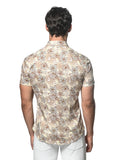 St33le Floral Printed Stretch Cotton Knit Jersey Short Sleeve Shirt - Aloe/Butter Scribbles (9287)