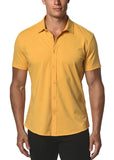 St33le Solid Cotton Stretch Knit Jersey Short Sleeve Shirt (963)