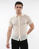 St33le Leaves Gossamer Knit Short Sleeve Shirt (24055)