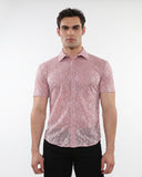 St33le Rosese Leaves Gossamer Knit Short Sleeve Shirt (24056)
