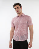 St33le Rosese Leaves Gossamer Knit Short Sleeve Shirt (24056)