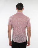 St33le Rosese Leaves Gossamer Knit Short Sleeve Shirt (24056)