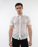 St33le Rosese Leaves Gossamer Knit Short Sleeve Shirt (24056)