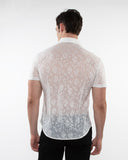 St33le Rosese Leaves Gossamer Knit Short Sleeve Shirt (24056)