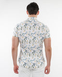 St33le Floral Printed Cotton Knit Jersey Sleeve Shirt With Contrast Placket Detail (9312)