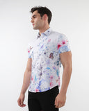 St33le Watercolours Printed Cotton Knit Jersey Sleeve Shirt With Border Prints (9318)