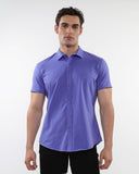 St33le Solid Cotton Stretch Knit Jersey Short Sleeve Shirt (963)
