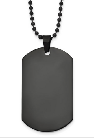 Chisel Stainless Steel Polished Black IP-plated Dog Tag on a Ball Chain Necklace (SRN1924)