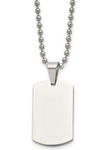 Chisel Stainless Steel Brushed and Polished Reversible Dog Tag on a Ball Chain Necklace (SRN2327)