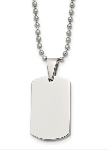Chisel Stainless Steel Brushed and Polished Reversible Dog Tag on a Ball Chain Necklace (SRN2328)