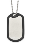 Chisel Stainless Steel Brushed and Polished Dog Tag w/ Removable Black Rubber on a Ball Chain Necklace (SRN2375)