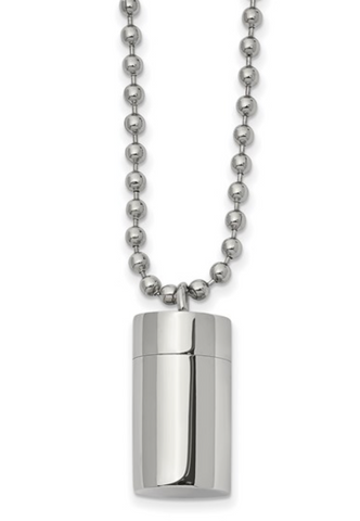 Chisel Stainless Steel Polished Capsule that Opens on a Ball Chain Necklace (SRN2591)