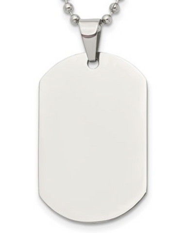 Chisel Stainless Steel Polished Dog Tag on a Cable Chain Necklace (SRN897)