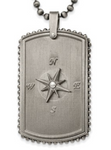 Chisel Stainless Steel Antiqued White Bronze-plated Moveable Compass Dog Tag on a Ball Chain Necklace(SRN2991)
