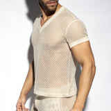 ES Collection Raw Crochet V-Neck T-Shirt (TS351)