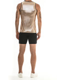 St33le Stretch Mettalic Tank Top - Gold Diamond (8901)