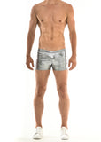 St33le Stretch Mettalic Shorts - Silver Crackle (9000)