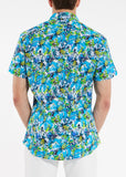 St33le Printed Cotton Knit Jersey Short Sleeve Shirt - Premium Teal/Citrus Floral (9223)