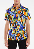 St33le Printed Cotton Knit Jersey Short Sleeve Shirt - Premium Blue/Sunset Prism (9226)