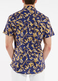St33le Printed Cotton Knit Jersey Short Sleeve Shirt - Leopard Chains (9231)