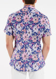 St33le Printed Cotton Knit Jersey Short Sleeve Shirt - Pink/Navy Blossoms (9233)
