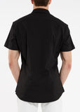St33le Solid Knit Stretch Short Sleeve Shirt With Placket Tape Detail (962)