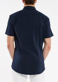 St33le Solid Knit Stretch Short Sleeve Shirt With Placket Tape Detail (962)