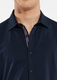 St33le Solid Knit Stretch Short Sleeve Shirt With Placket Tape Detail (962)