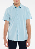 St33le Solid Knit Stretch Short Sleeve Shirt With Placket Tape Detail (962)