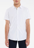 St33le Solid Knit Stretch Short Sleeve Shirt With Placket Tape Detail (962)