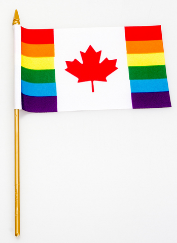 Handheld Rainbow Maple Leaf Flag 4" x 6"