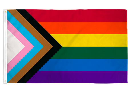 Rainbow Progress Flag Silkscreened 3' x 5' Polyester