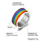 Stainless Steel Rainbow Silicone Ring