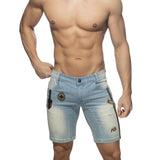 Addicted Jean Bermuda Shorts With Patches (AD1096)