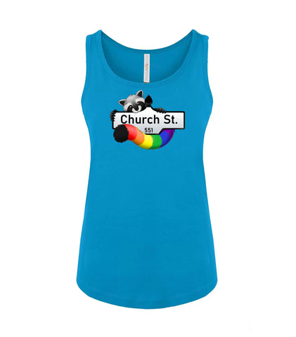 VRS Feminine Fit Church Street Rainbow Raccoon Tank Top