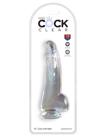 King Cock Clear Cock with Balls - Various Sizes