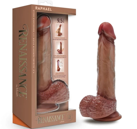 Blush - Renaissance - Raphael 9.5" Sliding Foreskin Dildo w Squeezable Balls (9.33403)